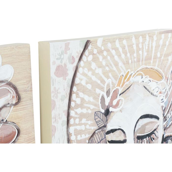 DKD Home Decor Cuadro Colonial Pintado a Mano en Lienzo y Pino, Beige y Blanco, 3.7 x 120 x 60 cm (2 Unidades) 1