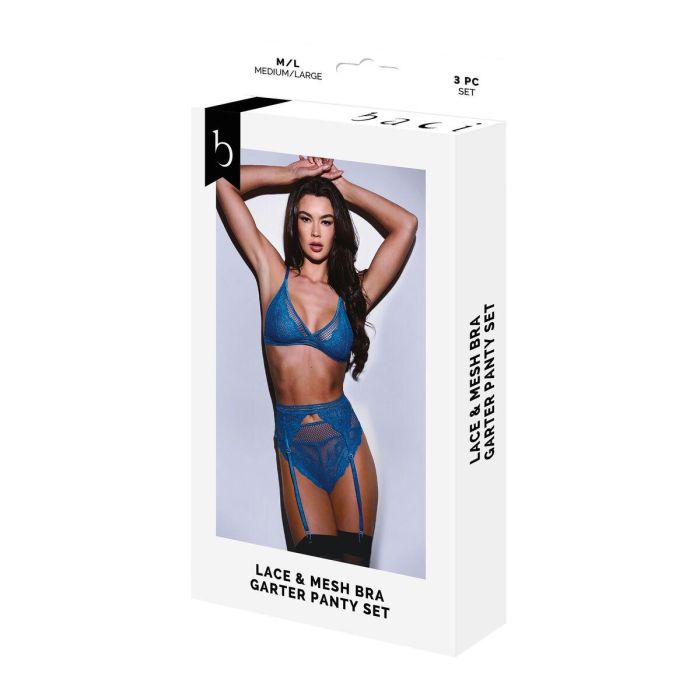 Conjunto de Lencería Baci Lingerie Garter & Panty Azul (M/L)