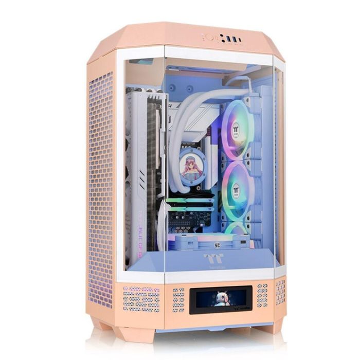 Thermaltake Tower 300 Peach Fuzz Micro Torre para PC Color Durazno, Soporte Ventiladores 120/140mm y Discos Duros 2.5/3.5 Pulgadas