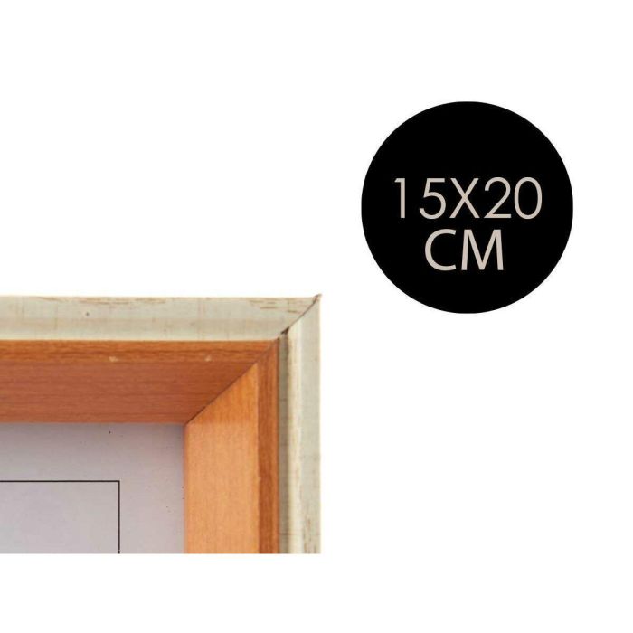 Marco de Fotos Gift Decor 83619 Blanco Marrón Cristal Madera MDF 1
