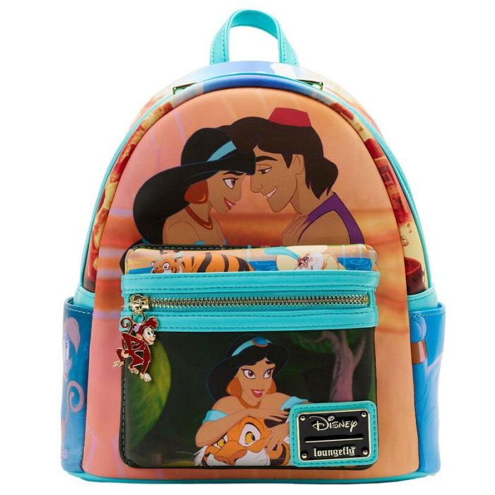 Loungefly Mochila Disney Aladdin Jasmine 25cm, cuero vegano, detalles estampados y forro a juego