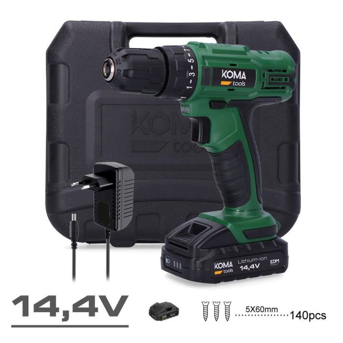 Koma Tools Taladro Atornillador a Batería 14.4V 1500mAh con Luz LED y Maletín 2 Koma Tools Taladro Atornillador a Batería 14.4V 1500mAh con Luz LED y Maletín 2