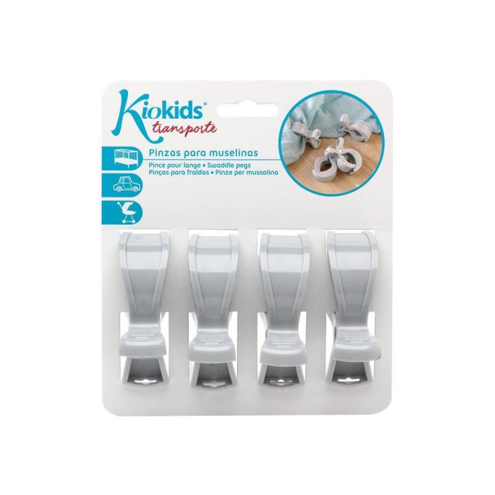 KioKids Pinzas para Muselinas Gris X4 4
