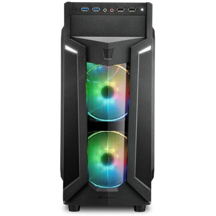 Sharkoon VG6-W RGB Semitorre ATX Gaming Negra, 3 Ventiladores LED RGB 120mm Preinstalados, Ventana Acrílica Frontal y Lateral 1