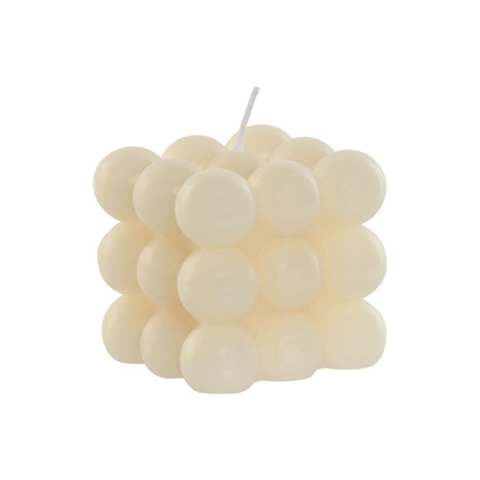 DKD Home Decor Vela Scandi Crema en Cera Natural con Bolas, 125gr, 28h de Duración, Medidas 6x5x6 cm, Pack de 12 Unidades