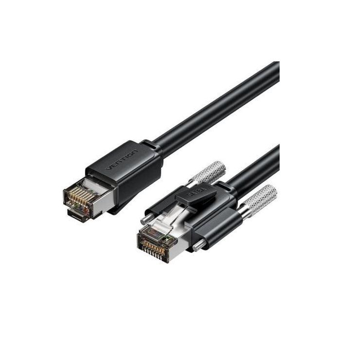 Vention IBUBD Cable de Red RJ45 Ethernet SFTP Cat6A Industrial 50cm Negro para Cámaras y Equipos con Montaje Tornillos 10Gbps
