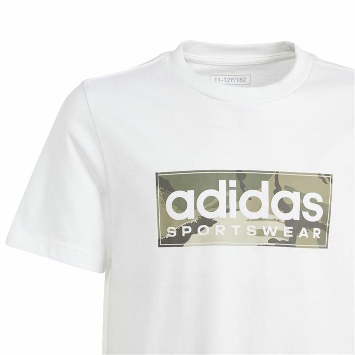 Camiseta de Manga Corta Niño Adidas B Camo Lin Blanco 2