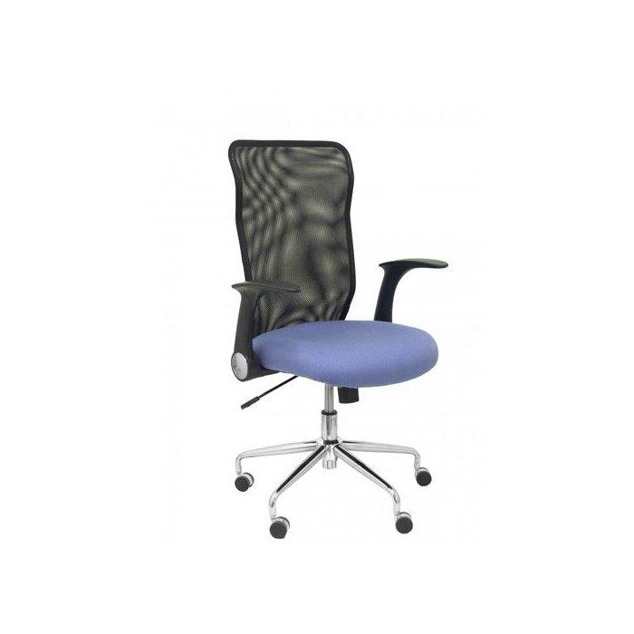 Silla Piqueras Y Crespo Minaya Brazos Retractiles Mecanismo Basculante Ergonomica Respaldo Malla Transpirable Negra Asiento Tapizado Bali Azul Claro