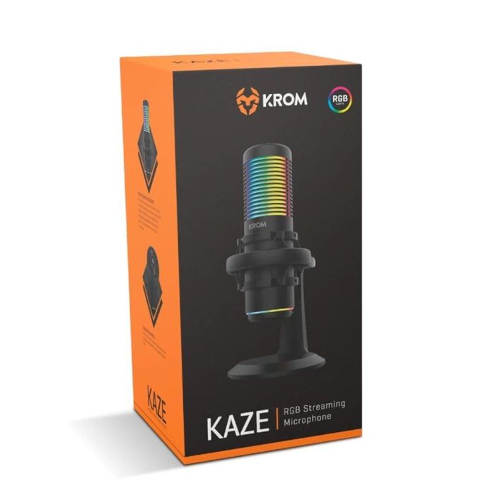 Krom NXKROMKAZE Micrófono Condensador Kaze Profesional USB 3.5mm para Streaming, Gaming & Podcast con Patrones Card. y Omnidireccional, RGB y Cancelación Ruido 3