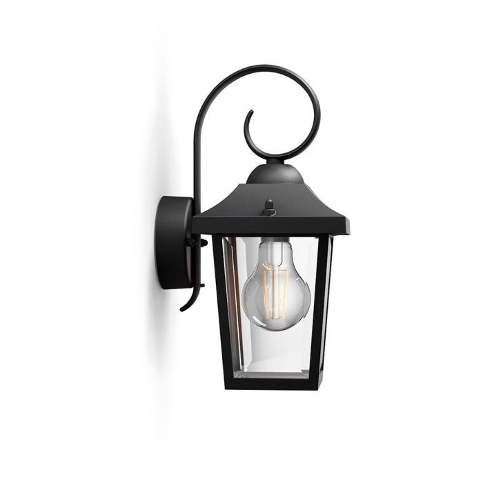 Philips Aplique Exterior Buzzard E27 60W Negro Aluminio IP44 Luz Hacia Abajo Pared 1