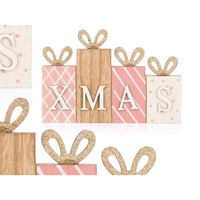 Krist+ Decoración Navidad Regalo Madera Rosa 16x11 cm (24 Unidades)