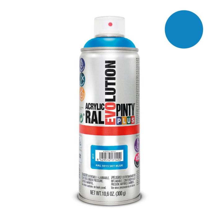 Pinty Plus Pintura Acrílica Spray Evolution 520 cc Ral 5015 Sky Blue Azul Celeste 300 g
