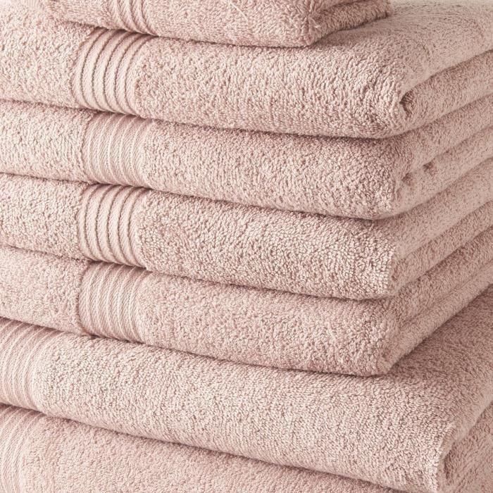 Juego de 4 toallas de baño TODAY 30x50 + 4 toallas de baño 50x90 + 2 toallas de baño 70x130 cm 100% Algodón - Rosa arena 1 Juego de 4 toallas de baño TODAY 30x50 + 4 toallas de baño 50x90 + 2 toallas de baño 70x130 cm 100% Algodón - Rosa arena 1