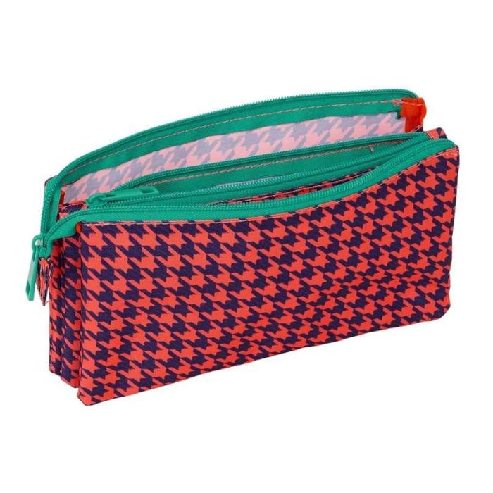 Bolso Escolar Portatodo Safta Triple Nait Nait Pata De Gallo Coral 120x220x30 mm 5 Bolso Escolar Portatodo Safta Triple Nait Nait Pata De Gallo Coral 120x220x30 mm 5
