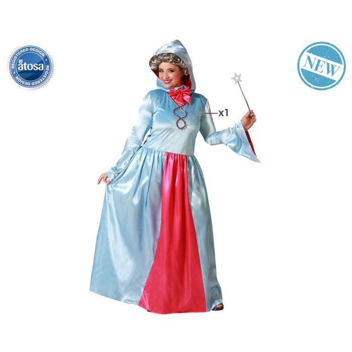 Disfraz Hada Madrina Vestido Azul Largo Mujer Adulto XL