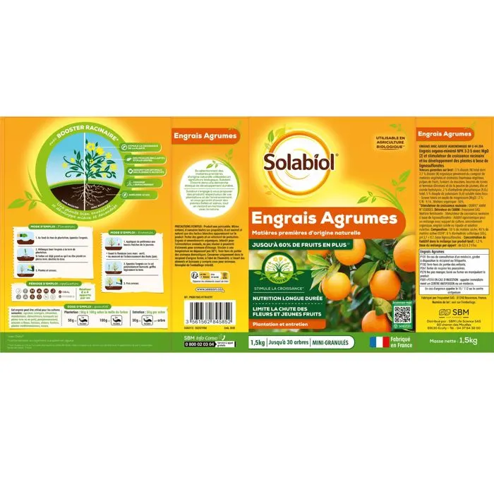 Solabiol Fertilizante Cítrico SOAGY15 - 1.5 Kg | Promueve Fructificación y Hojas Verdes 1 Solabiol Fertilizante Cítrico SOAGY15 - 1.5 Kg | Promueve Fructificación y Hojas Verdes 1