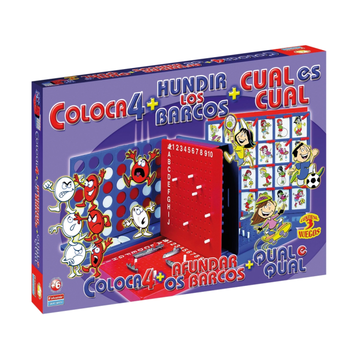 Falomir Juego Coloca 4, Hundir los Barcos y Cuál es Cuál a partir de 6 años 1