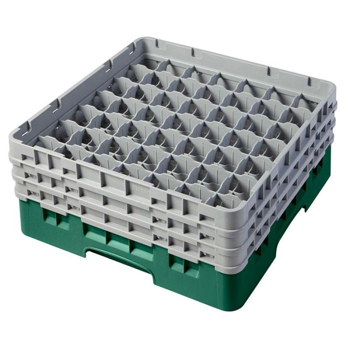 CAMBRO - 49S638-119 - Cesta de lavado 49 comp. 3 alturas - 6 cm Ø máx. - alt. máx. 17,6 cm - 50 x 50 x 22,5 cm - Verde sherwood