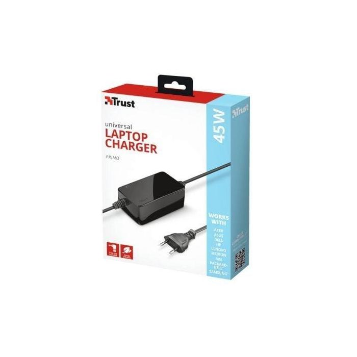 Trust 21904 Cargador Portátil Universal Primo 45W Automático, 6 Conectores, Voltaje 18-20V 2