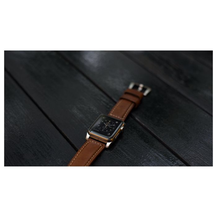 Nomad NM1A4RST00 Correa de Cuero Tradicional Marrón Hebilla Plata para Apple Watch Series 42mm 44mm 45mm 49mm 9