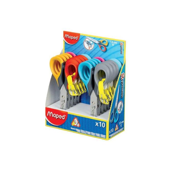 Tijeras Maped Sensoft 3D 13 Cm. Para Zurdos Expositor De 10