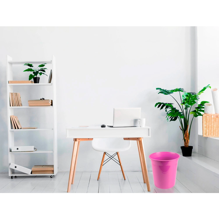 Liderpapel Papelera Plástico Rosa Opaco 13 Litros 275x285 mm 4