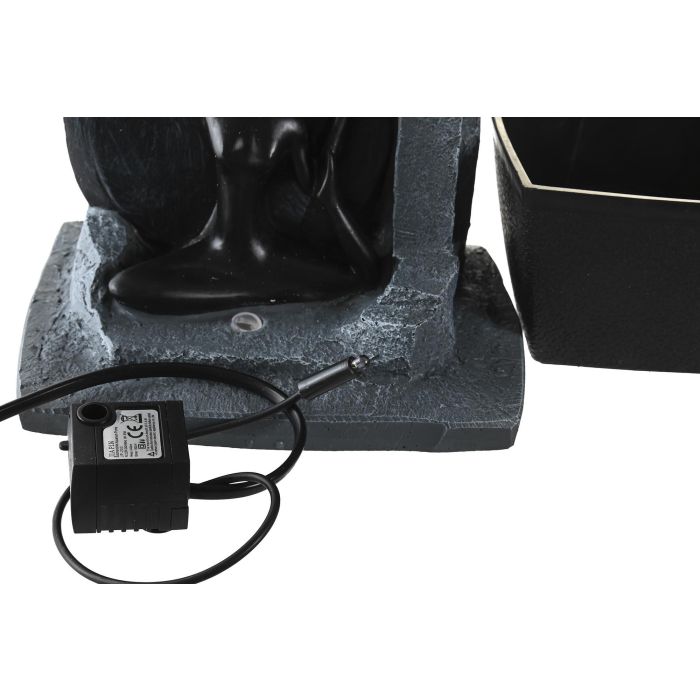DKD Home Decor Fuente Decorativa LED de Resina Tema Yoga Indio Gris y Negro Desmontable Pack de 2 Unidades 15x20x24 cm 3