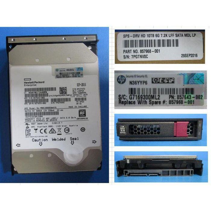 Hewlett Packard Enterprise HD 10TB 6G 7.2K LFF SATA MDL - Disco Duro para Servidor HP con Calificación de Sustitución