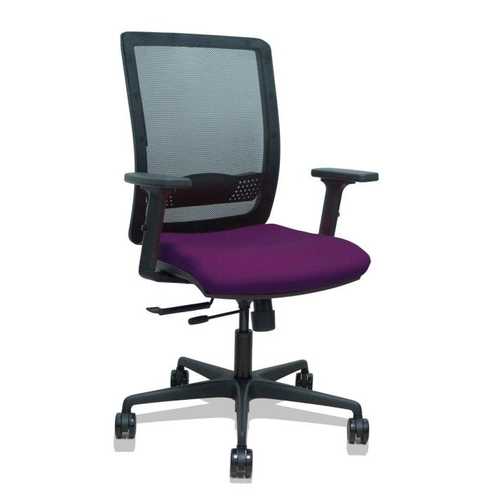PIQUERAS Y CRESPO Silla Haches traslack malla negra asiento bali morado brazos 2D ruedas 65mm PIQUERAS Y CRESPO Silla Haches traslack malla negra asiento bali morado brazos 2D ruedas 65mm