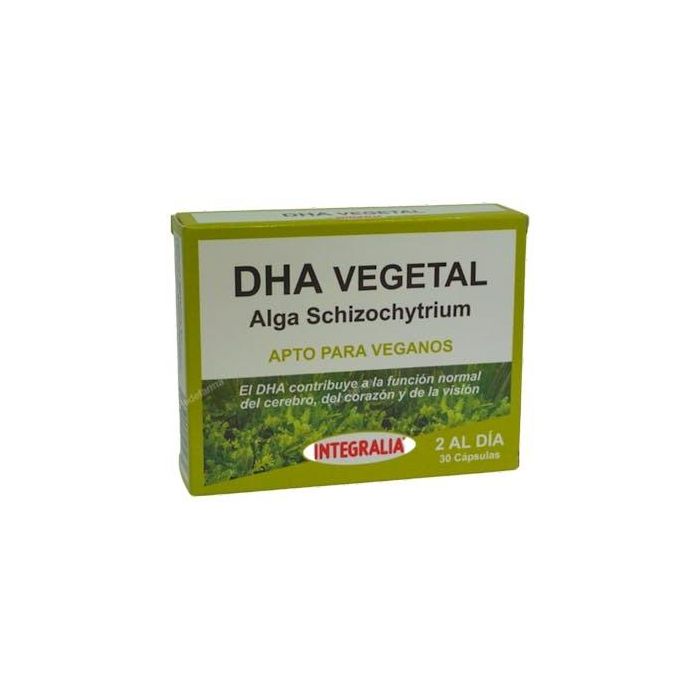 INTEGRALIA DHA Vegetal 30 Cápsulas. De Alga Schizochytrium. Para Corazón, Cerebro y Visión. Apto Veganos.