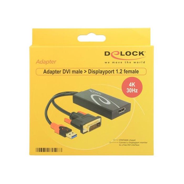 DELOCK Adapter DVI Stecker > Displayport 1.2 Buchse schwarz 1