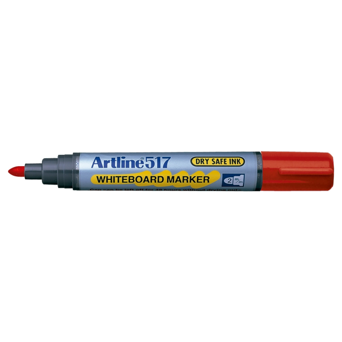 Artline ek-517 Rotulador para Pizarra Blanca, Punta Redonda 2 mm, Tinta de Bajo Olor, Color Rojo 1