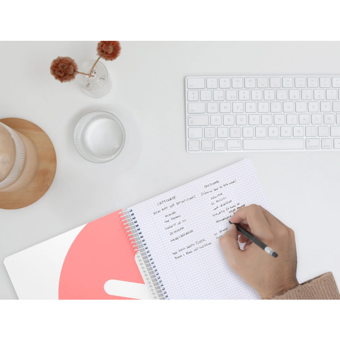 Antartik Cuaderno espiral A4 micro tapa dura 80 hojas 100gr cuadro 5mm color coral 11