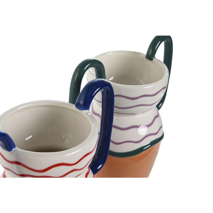 DKD Home Decor Jarrón Terracota Blanco Dolomita Ondas 20.7x23.5x12.6 cm (6 Unidades) 2