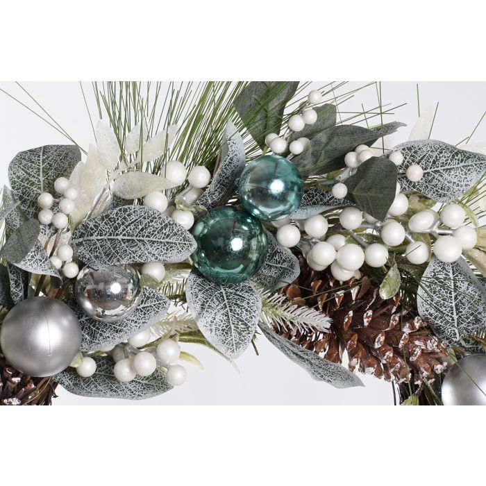 DKD Home Decor Corona Navidad Moderna Azul, Verde, Plateado, Blanco de PVC y Ratán 60 x 12 x 60 cm 1 DKD Home Decor Corona Navidad Moderna Azul, Verde, Plateado, Blanco de PVC y Ratán 60 x 12 x 60 cm 1
