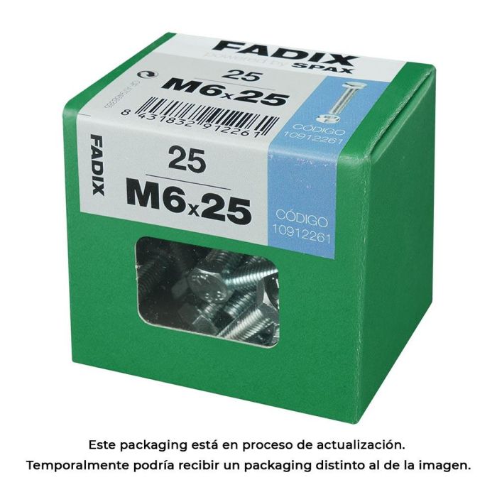 Fadix Tornillo Métrico Cabeza Hexagonal Zincado con Tuerca M6x25mm - Caja 25 Unidades 0 Fadix Tornillo Métrico Cabeza Hexagonal Zincado con Tuerca M6x25mm - Caja 25 Unidades 0