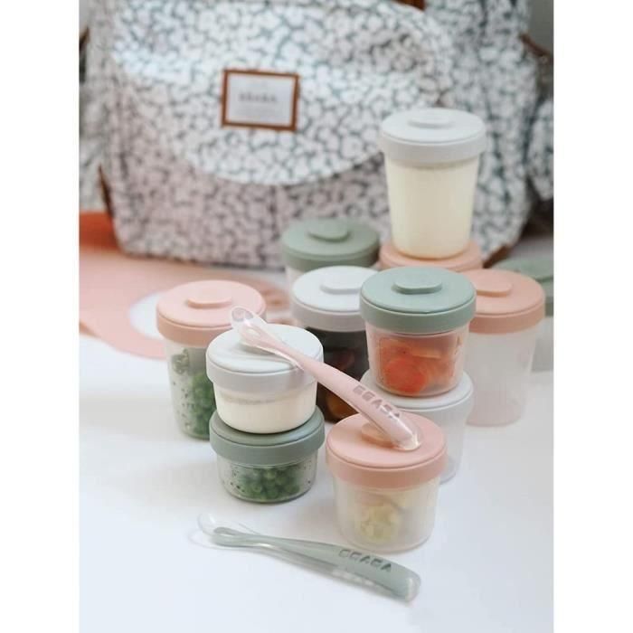 Beaba Set de 6 Porciones Contenedores de Alimentos de 250 ml para Bebés, Herméticos, Apilables, Apto Congelador y Microondas, Sin BPA 3