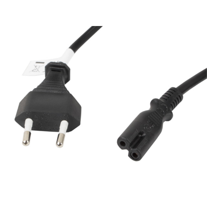 Lanberg Cable de Alimentación CEE 7/16 a IEC 320 C7 para PC, Portátiles, ICT y RTV - 1.8m Negro
