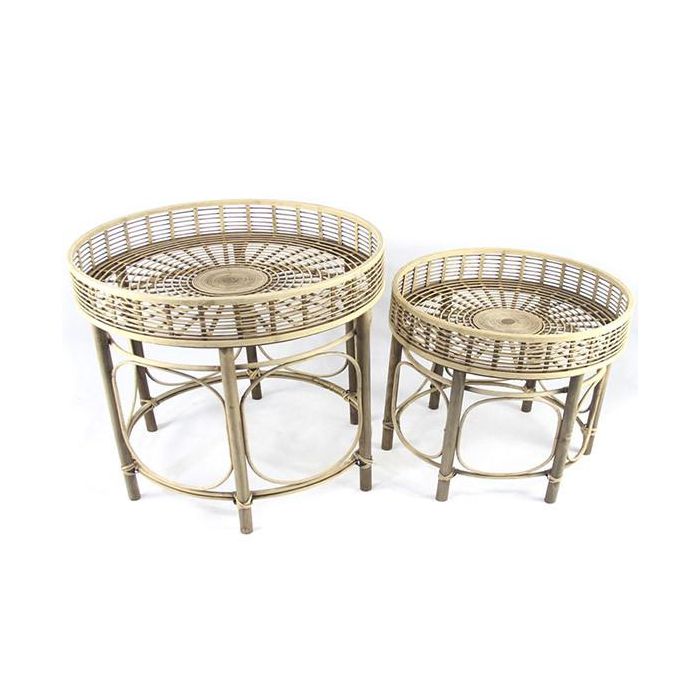 Mesa Auxiliar DKD Home Decor Ratán (2 pcs)