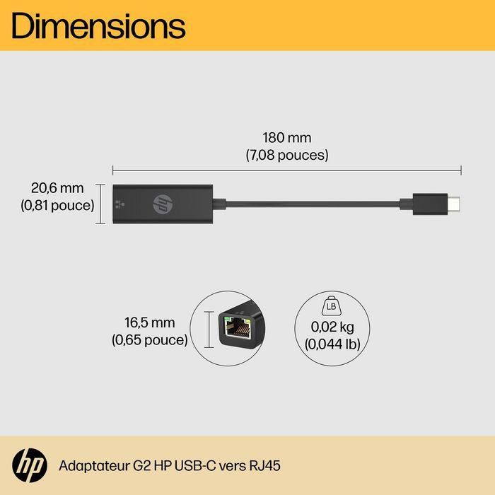 HP G2 Adaptador USB-C a RJ45 Ethernet para Conexión por Cable Rápida Plug & Play 3 HP G2 Adaptador USB-C a RJ45 Ethernet para Conexión por Cable Rápida Plug & Play 3