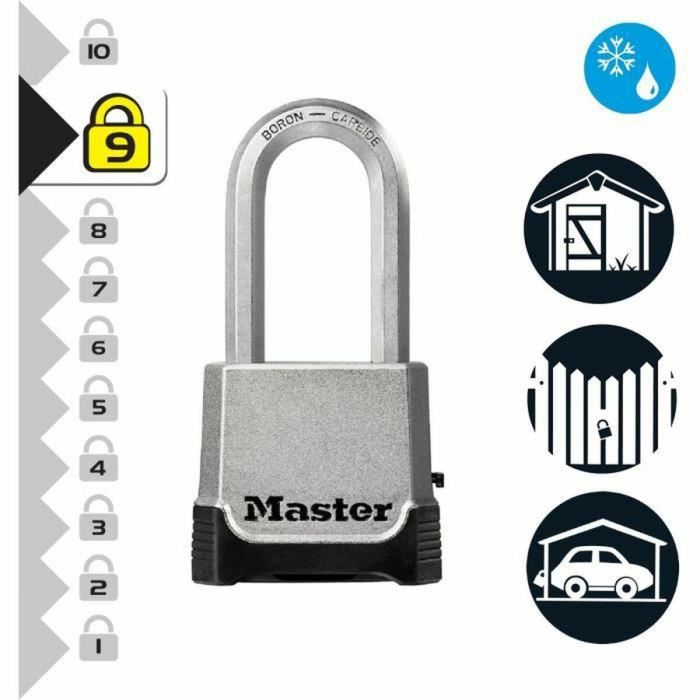 Master Lock Candado de Combinación M176EURDLH - Cuerpo de Zinc de 56 mm, Arco de Carburo de Boro, Combinación Programable, Uso Exterior 4 Master Lock Candado de Combinación M176EURDLH - Cuerpo de Zinc de 56 mm, Arco de Carburo de Boro, Combinación Programable, Uso Exterior 4