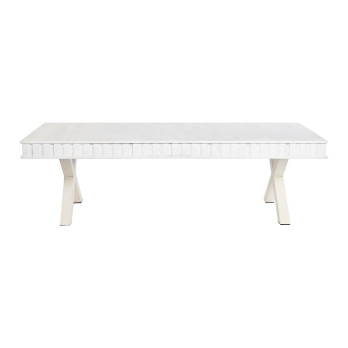 DKD Home Decor Mesa Centro Moderna Blanca de Madera Mango y Metal Desmontable | Largo 70 cm, Ancho 140 cm, Alto 42 cm 2 DKD Home Decor Mesa Centro Moderna Blanca de Madera Mango y Metal Desmontable | Largo 70 cm, Ancho 140 cm, Alto 42 cm 2