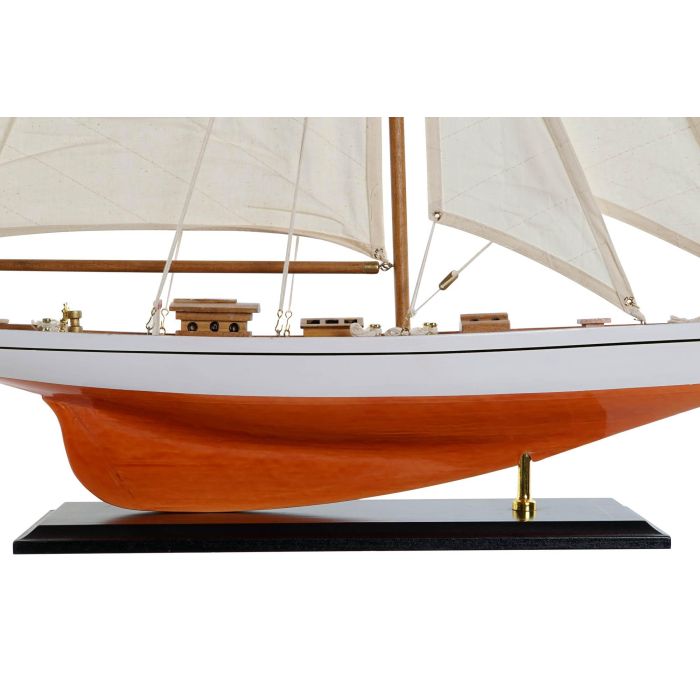 DKD Home Decor Barco Mediterráneo Blanco de Madera y Algodón 60 x 11 x 85 cm 1 DKD Home Decor Barco Mediterráneo Blanco de Madera y Algodón 60 x 11 x 85 cm 1