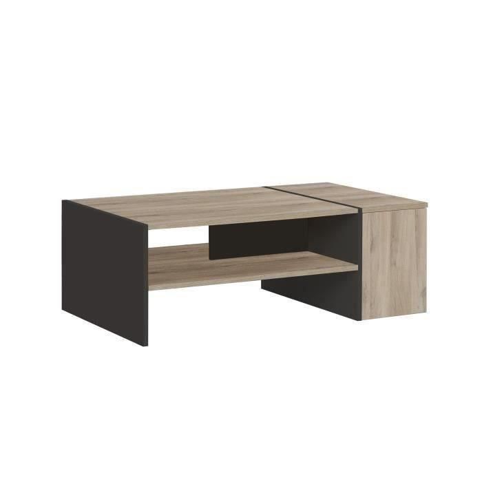 Mesa de centro YORI Bar - Estilo industrial - Decoración de roble negro - L 110 x P 60 x H 36 cm 4