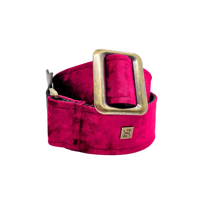 GETM Correa para Guitarra y Bajo - Terciopelo Triturado Borgoña, Nailon y Piel, Ajustable hasta 165 cm 1