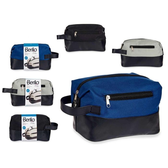 Berilo Neceser con Cremallera - Colores Oscuros Surtidos (Negro, Gris, Azul Oscuro) - 11.5x15x24.5 cm (12 Unidades) Berilo Neceser con Cremallera - Colores Oscuros Surtidos (Negro, Gris, Azul Oscuro) - 11.5x15x24.5 cm (12 Unidades)