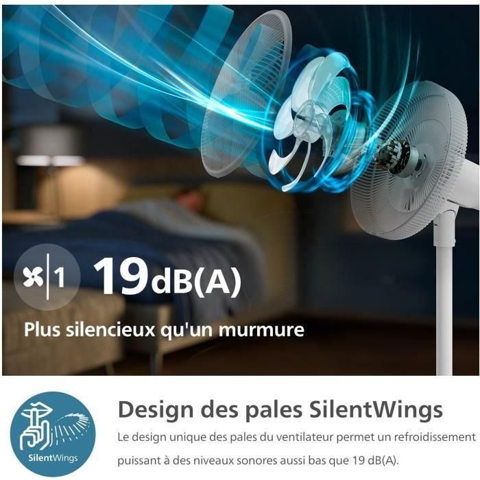 Ventilador de pedestal - PHILIPS - CX2550/00 - Altura regulable 82-125 cm - Ultra silencioso - Blanco 5 Ventilador de pedestal - PHILIPS - CX2550/00 - Altura regulable 82-125 cm - Ultra silencioso - Blanco 5