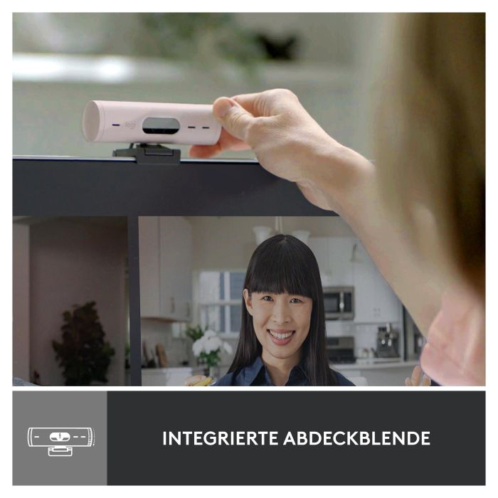 Logitech Webcam Brio 500 Rosa Full HD 1080p 4MP 90° con Clip de Montaje Universal USB-C Plug and Play Rightlight 4 HDR 4