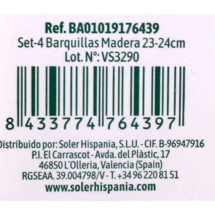 Set de 4 barquillas de madera Algon 23 cm (24 Cajas) 8 Set de 4 barquillas de madera Algon 23 cm (24 Cajas) 8