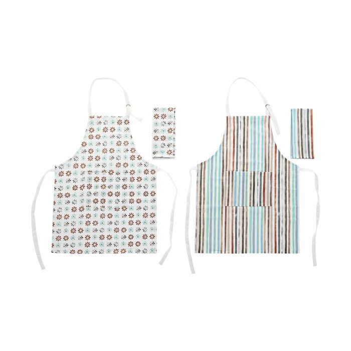 DKD Home Decor Delantal Urban Azul Celeste Gris 60 x 108 x 0.5 cm Set de 2 3